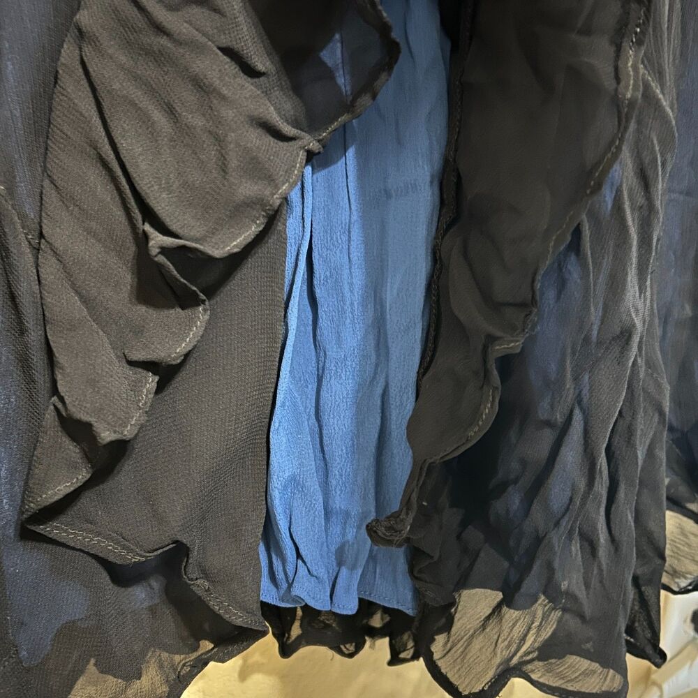 VTG Y2K Nostalgia Beaded Chiffon Overlay Maxi Dress 1X Blue Celestial Whimsygoth - Picture 7 of 9